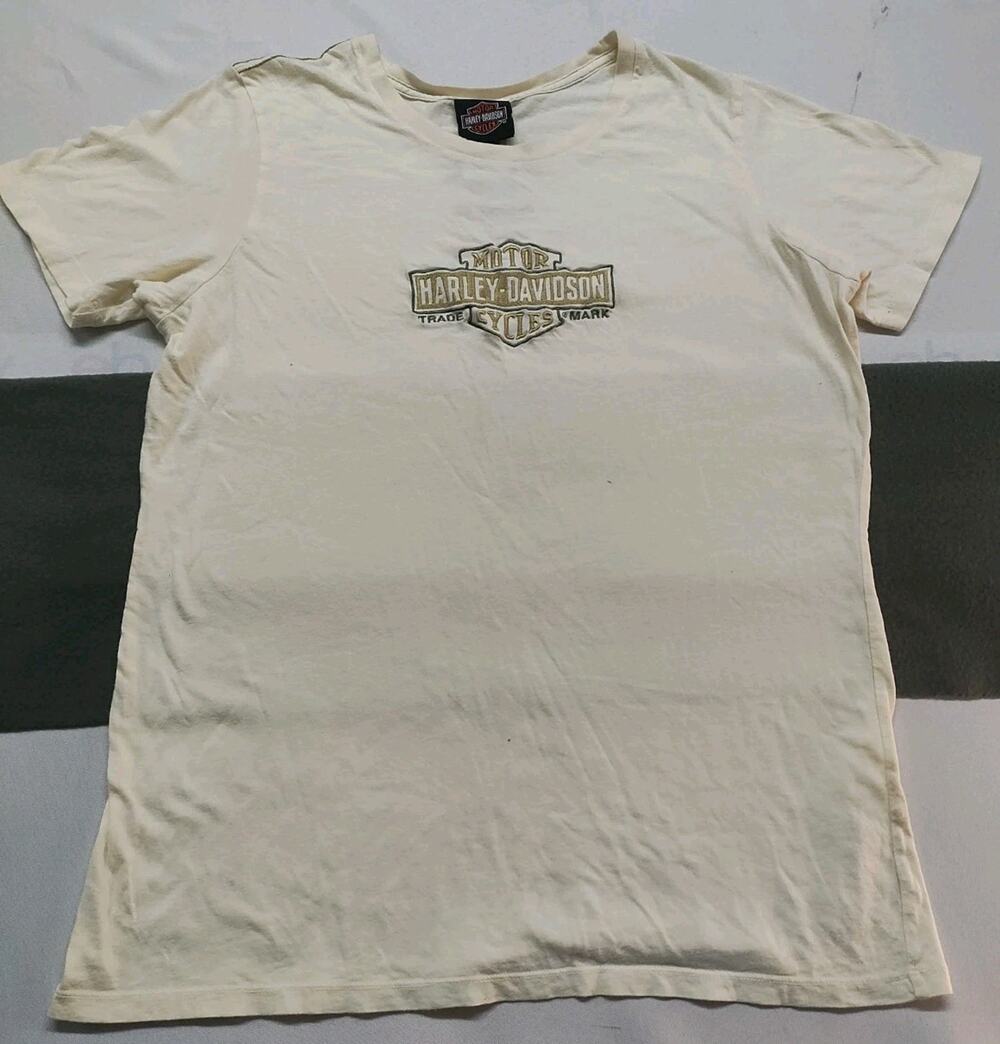 Vintage Y2K Harley Davidson Tee Shirt Women’s M/LG White Biker Cute Logo